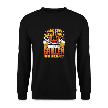Bière, dicton buveur de bière, barbecue amateur de bière - Sweat-shirt Unisexe - noir - Devant - Alina (178cm) & Michal (187cm)