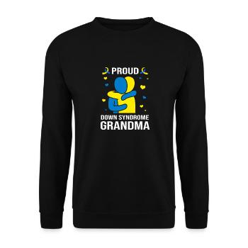 Down Syndrom Oma Großmutter - Unisex Pullover - Schwarz - Vorne - Alina (178cm) & Michal (187cm)
