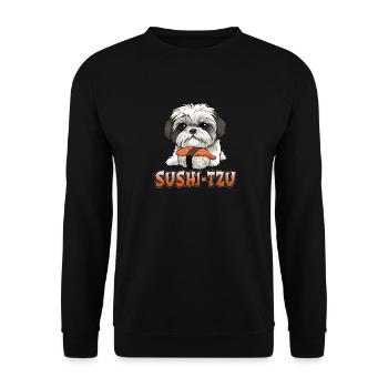 Sushi Tzu Shih Tzu Hund Lustiges Sushi-Design - Unisex Pullover - Schwarz - Vorne - Alina (178cm) & Michal (187cm)