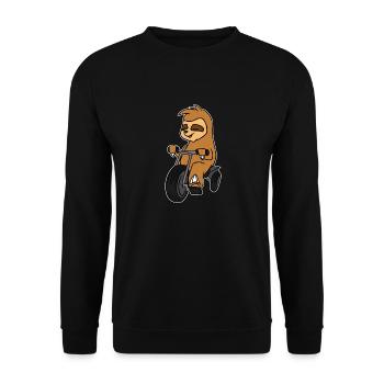 Paresseux Équitation Tricycle T-Shirt Animal En Trike Jeu de Mots - Sweat-shirt Unisexe - noir - Devant - Alina (178cm) & Michal (187cm)