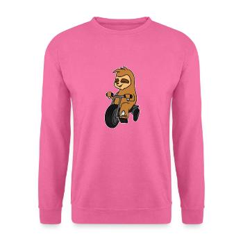 Faultier Reiten Dreirad T-Shirt Tier im Trike Wortspiel - Unisex Pullover - Pink - Vorne