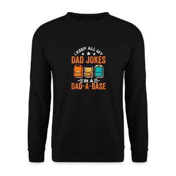 Ich bewahre alle meine Dad Jokes in einer Dad a Base auf - Unisex Pullover - Schwarz - Vorne - Alina (178cm) & Michal (187cm)