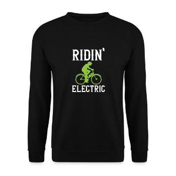 Electric Bike Cycling Biker E-Bike - Unisex Sweatshirt - black - Front - Alina (178cm) & Michal (187cm)