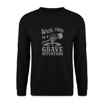 Skelett Friedhof Wortspiel Lustiger Spruch - Unisex Pullover - Schwarz - Vorne - Alina (178cm) & Michal (187cm)