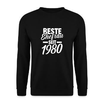 Valentinstag Beste Ehefrau Seit 1980 - Unisex Pullover - Schwarz - Vorne - Alina (178cm) & Michal (187cm)