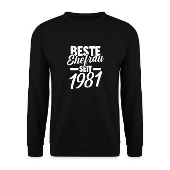 Valentinstag Beste Ehefrau Seit 1981 - Unisex Pullover - Schwarz - Vorne - Alina (178cm) & Michal (187cm)