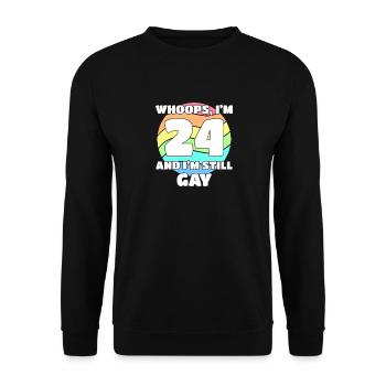 Lustige Gay Pride - 24. Geburtstag 24 BDay Lesben - Unisex Pullover - Schwarz - Vorne - Alina (178cm) & Michal (187cm)