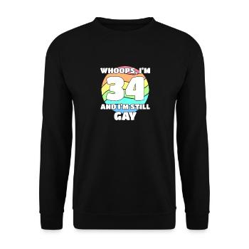Gay Pride drôle - 34e anniversaire 34 BDay Lesbienne - Sweat-shirt Unisexe - noir - Devant - Alina (178cm) & Michal (187cm)