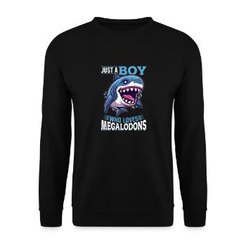 Shark Animal Just A Boy Who Loves Megalodons - Unisex Pullover - Schwarz - Vorne - Alina (178cm) & Michal (187cm)