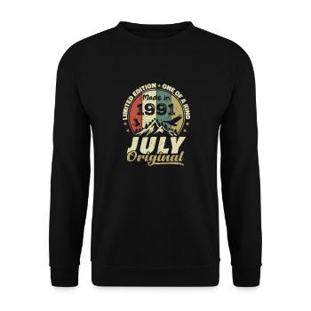 Juli 1991 Geburtstagsgeschenk 1991 Juli 1991 - Unisex Pullover - Schwarz - Vorne - Alina (178cm) & Michal (187cm)