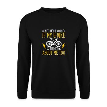 Electric Bike Cycling Biker E-Bike - Unisex Sweatshirt - black - Front - Alina (178cm) & Michal (187cm)