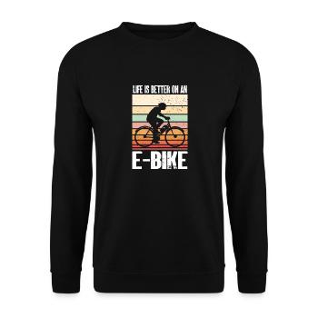 Electric Bike Cycling Biker E-Bike - Unisex Sweatshirt - black - Front - Alina (178cm) & Michal (187cm)