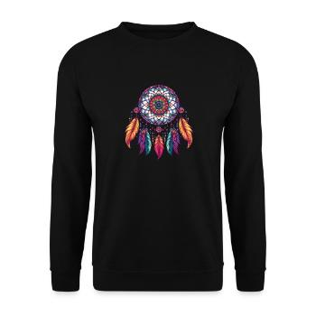 Amerikanische Ureinwohner Indigener Traumfänger - Unisex Pullover - Schwarz - Vorne - Alina (178cm) & Michal (187cm)