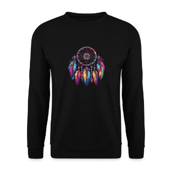 Amerikanische Ureinwohner Indigener Traumfänger - Unisex Pullover - Schwarz - Vorne - Alina (178cm) & Michal (187cm)