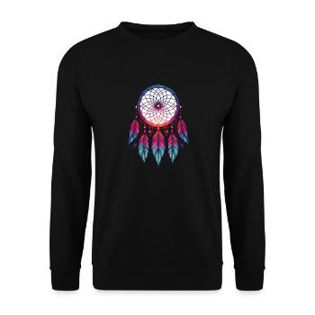 Amerikanische Ureinwohner Indigener Traumfänger - Unisex Pullover - Schwarz - Vorne - Alina (178cm) & Michal (187cm)