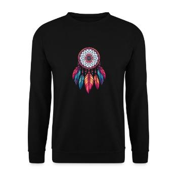 Amerikanische Ureinwohner Indigener Traumfänger - Unisex Pullover - Schwarz - Vorne - Alina (178cm) & Michal (187cm)