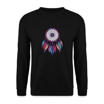 Amerikanische Ureinwohner Indigener Traumfänger - Unisex Pullover - Schwarz - Vorne - Alina (178cm) & Michal (187cm)