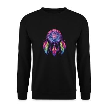 Amerikanische Ureinwohner Indigener Traumfänger - Unisex Pullover - Schwarz - Vorne - Alina (178cm) & Michal (187cm)