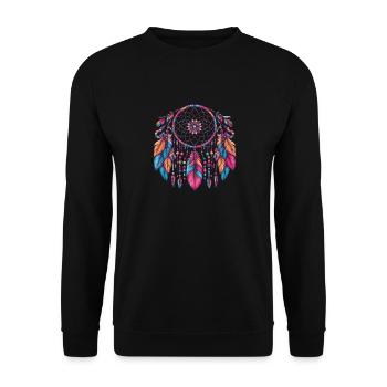Amerikanische Ureinwohner Indigener Traumfänger - Unisex Pullover - Schwarz - Vorne - Alina (178cm) & Michal (187cm)