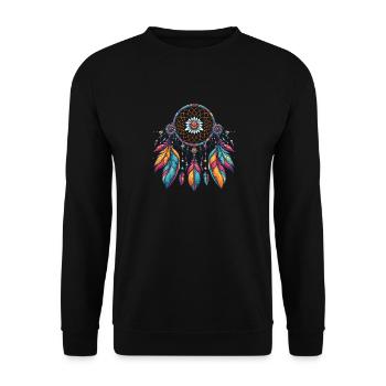 Amerikanische Ureinwohner Indigener Traumfänger - Unisex Pullover - Schwarz - Vorne - Alina (178cm) & Michal (187cm)