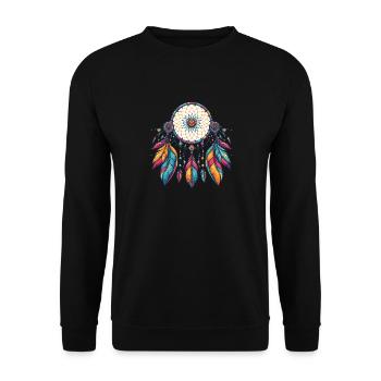 Amerikanische Ureinwohner Indigener Traumfänger - Unisex Pullover - Schwarz - Vorne - Alina (178cm) & Michal (187cm)
