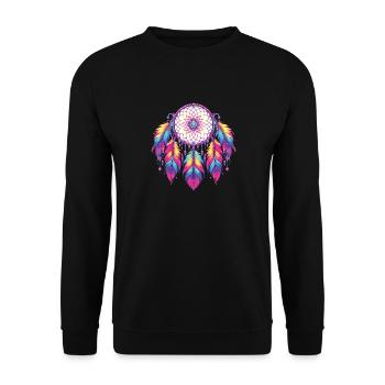 Amerikanische Ureinwohner Indigener Traumfänger - Unisex Pullover - Schwarz - Vorne - Alina (178cm) & Michal (187cm)