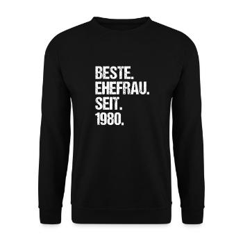 Valentinstag Beste Ehefrau Seit 1980 - Unisex Pullover - Schwarz - Vorne - Alina (178cm) & Michal (187cm)