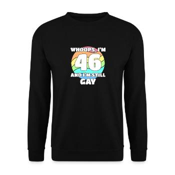 Funny Gay Pride - 46th Birthday 46 BDay Lesbian - Unisex Sweatshirt - black - Front - Alina (178cm) & Michal (187cm)