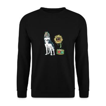 Sunflower Heart Peace Dog Dogs Peace Drum - Unisex Sweatshirt - black - Front - Alina (178cm) & Michal (187cm)