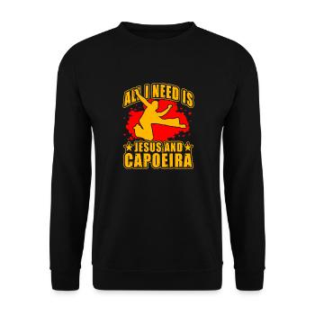 Alles, was ich brauche, ist Jesus und Capoeira - Unisex Pullover - Schwarz - Vorne - Alina (178cm) & Michal (187cm)