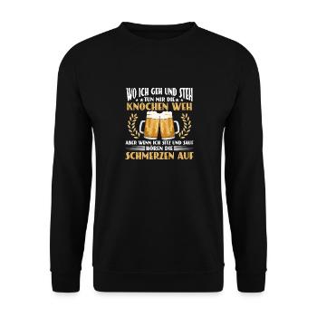dicton de bière, où je vais et me tiens, buveur de bière - Sweat-shirt Unisexe - noir - Devant - Alina (178cm) & Michal (187cm)