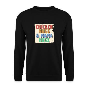 Chicken Nugs & Mama Hugs - Unisex Pullover - Schwarz - Vorne - Alina (178cm) & Michal (187cm)