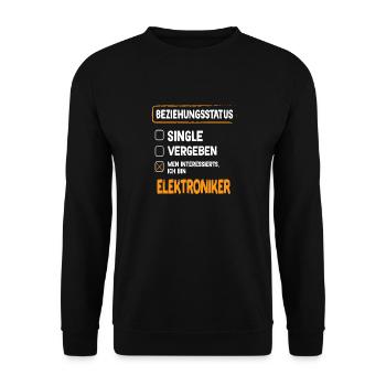 Elektroniker Beziehungsstatus - Unisex Pullover - Schwarz - Vorne - Alina (178cm) & Michal (187cm)