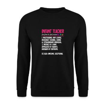 Enseignante de maternelle Éducatrice de centre de garde - Sweat-shirt Unisexe - noir - Devant - Alina (178cm) & Michal (187cm)