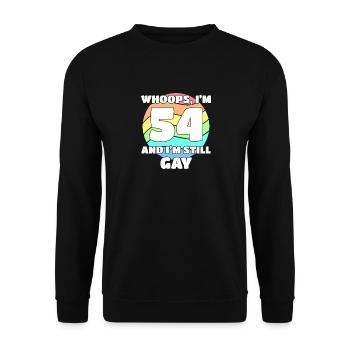 Gay Pride drôle - 54e anniversaire 54 BDay Lesbienne - Sweat-shirt Unisexe - noir - Devant - Alina (178cm) & Michal (187cm)