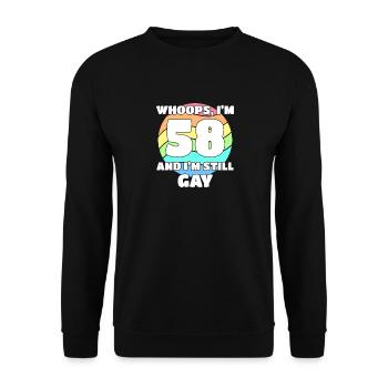 Funny Gay Pride - 58th Birthday 58 BDay Lesbian - Unisex Sweatshirt - black - Front - Alina (178cm) & Michal (187cm)