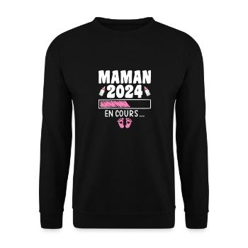 Werdende Mutter 2024 Fortlaufend Schwangere Mutter - Unisex Pullover - Schwarz - Vorne - Alina (178cm) & Michal (187cm)