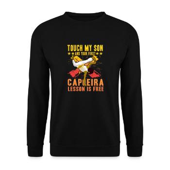 Berühre meinen Sohn und deine erste Capoeira-Lektion ist - Unisex Pullover - Schwarz - Vorne - Alina (178cm) & Michal (187cm)
