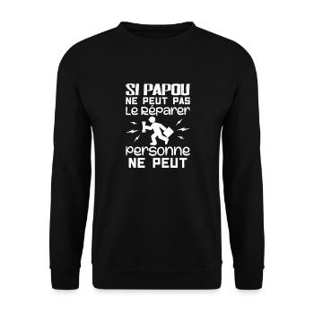 Wenn Papua es nicht reparieren kann, kann es niemand - Unisex Pullover - Schwarz - Vorne - Alina (178cm) & Michal (187cm)