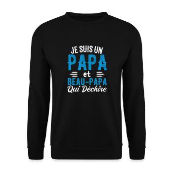 Je Suis Un Papa et Beau-papa Qui Déchire - Sweat-shirt Unisexe - noir - Devant - Alina (178cm) & Michal (187cm)