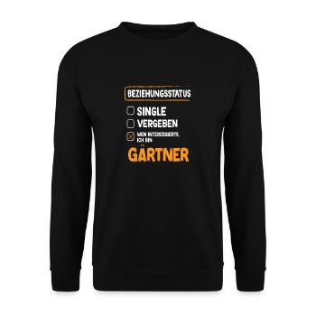 Gärtner Beziehungsstatus - Unisex Pullover - Schwarz - Vorne - Alina (178cm) & Michal (187cm)
