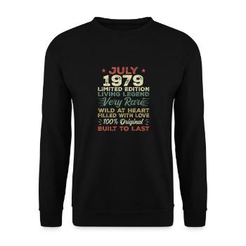 Cadeau Juillet 1979 Anniversaire Juillet 1979 Anniversaire - Sweat-shirt Unisexe - noir - Devant - Alina (178cm) & Michal (187cm)