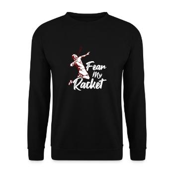 Fear My Racket Player Badminton - Sweat-shirt Unisexe - noir - Devant - Alina (178cm) & Michal (187cm)