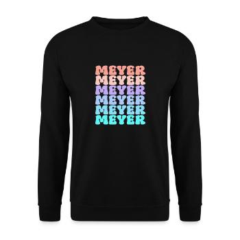 Meyer Familie Nachname Retro - Unisex Pullover - Schwarz - Vorne - Alina (178cm) & Michal (187cm)