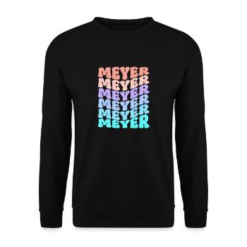 Meyer Retro Family Surname Gift - Unisex Sweatshirt - black - Front - Alina (178cm) & Michal (187cm)