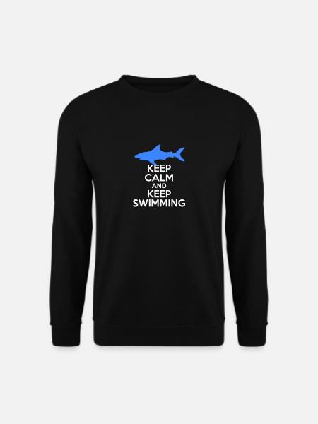 Bleiben Sie ruhig und schwimmen Sie weiter mit Shark Freestyle - Unisex Pullover - Schwarz