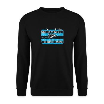 Müll nicht, wo ich Hammerhai-Humor spritze - Unisex Pullover - Schwarz - Vorne - Alina (178cm) & Michal (187cm)