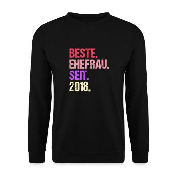 Valentine's Day Best Wife Since 2018 - Unisex Sweatshirt - black - Front - Alina (178cm) & Michal (187cm)