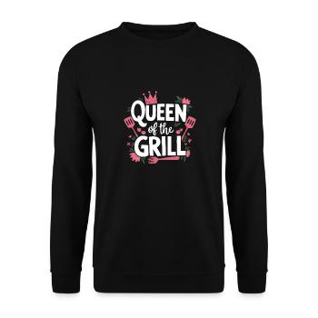 Queen of the Grill,Königin,BBQ,Smoke - Unisex Pullover - Schwarz - Vorne - Alina (178cm) & Michal (187cm)