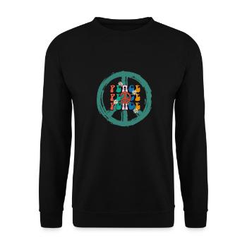 Hippie 60er Jahre Design - Unisex Pullover - Schwarz - Vorne - Alina (178cm) & Michal (187cm)